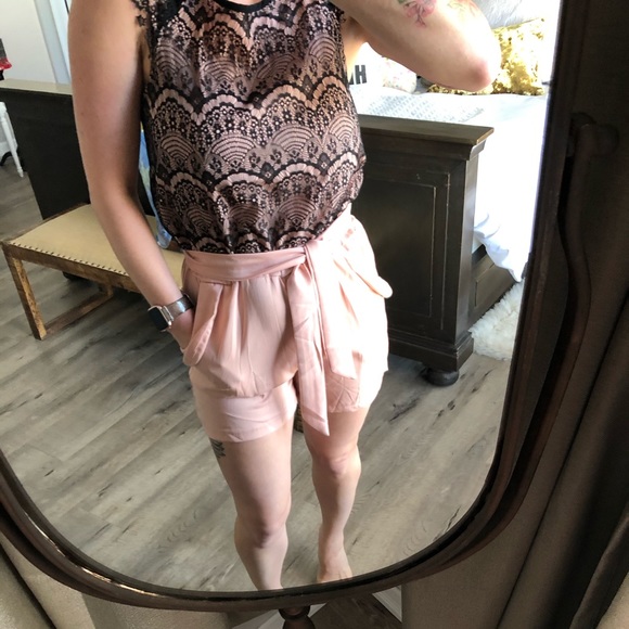 Black and blush dressy romper - Picture 3 of 4